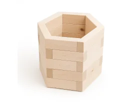 Dřevěný šestihranný květináč S