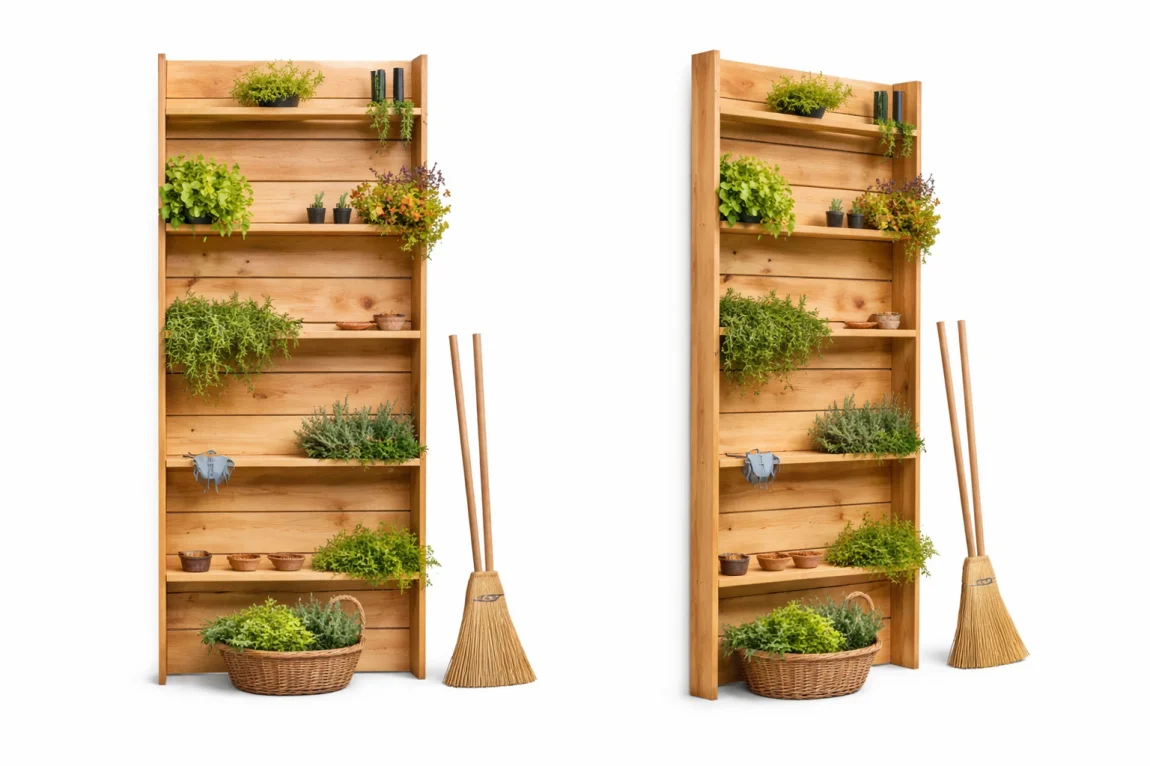 Dřevěná stěna na bylinky - Zahrada